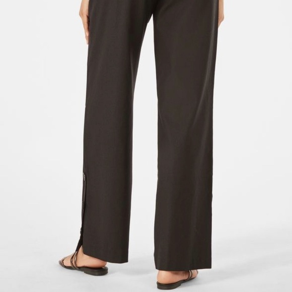 High Rise Wide Leg Button Hem Pants - Picture 3 of 5